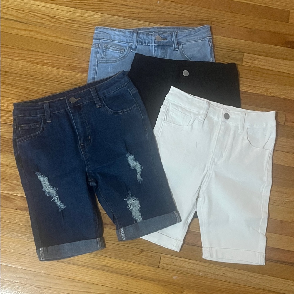 Set of Denim Shorts - Blue, Black, White - 9Y